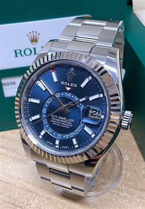 stainless steel rolex sky dweller blue|Rolex Sky-Dweller steel price.